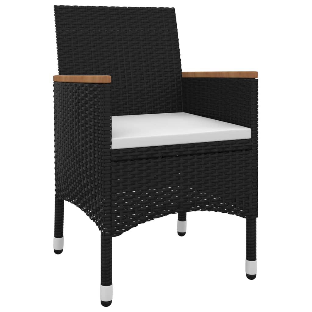 Vidaxl 3-Cz. Garden Furniture Set With Cushions, PE Rattan And Glass