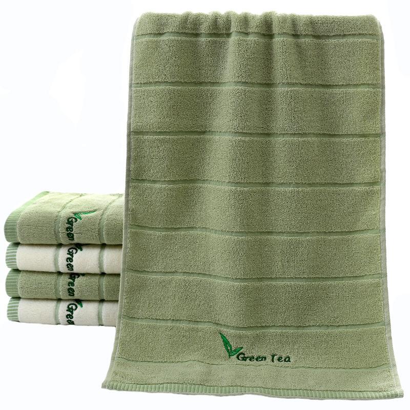 Soft Striped Green Tea Terry Towels for Adults Face Hand Towels Bathroom Camping Yoga Towel