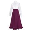 Vestido victoriano renacentista vintage, conjunto de camisa con cuello alto fruncido y falda, adecuado para cosplay, fiestas de té y eventos temáticos