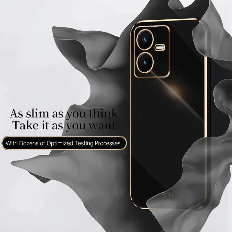 Luxury Plating Case For Vivo Y22S Y16 Y35 Y55 Y01 Y55 Y53S Y33S Y21 Y76 Y52 Y72 5G V21E V23 V25E V25 Soft Silicone Carcasa Coque
