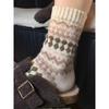 Nordic Fair Isle Wool Slouch Socks - Warm, Retro Ethnic, Extra Thick, Long Winter Style