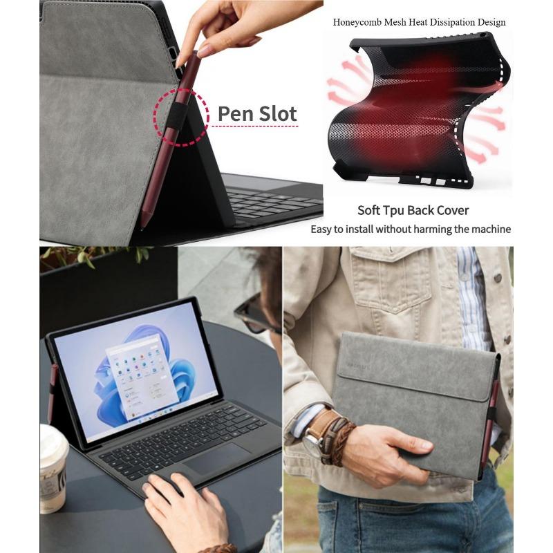 Business Cover for Microsoft Surface Pro 11/10/9 Portfolio Case 13inch Multiple Angle Stand Tpu Shell Compatible with Keyboard