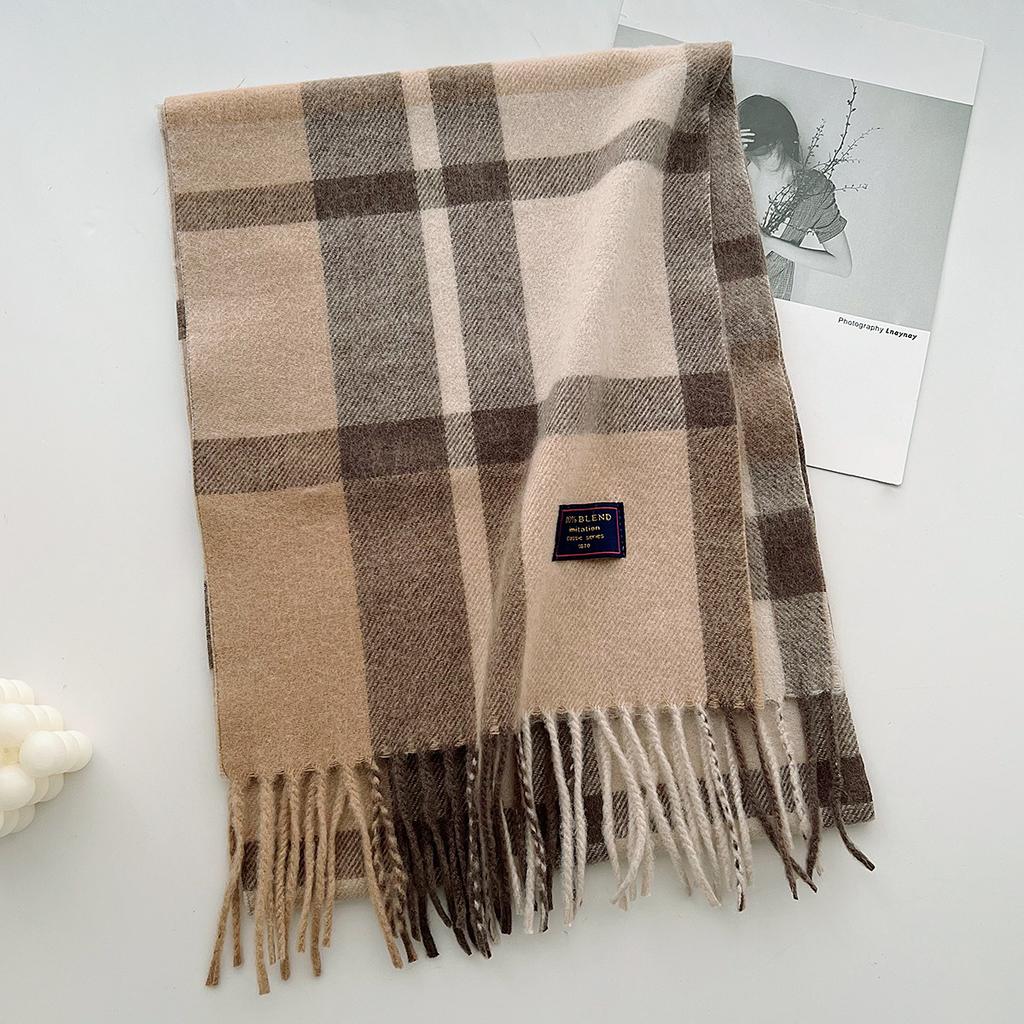 Stylish Design Classic British Imitation Cashmere Scarf Women Men Autumn Winter Plaid Warm Fringed Mufller Female Couple Scarf
