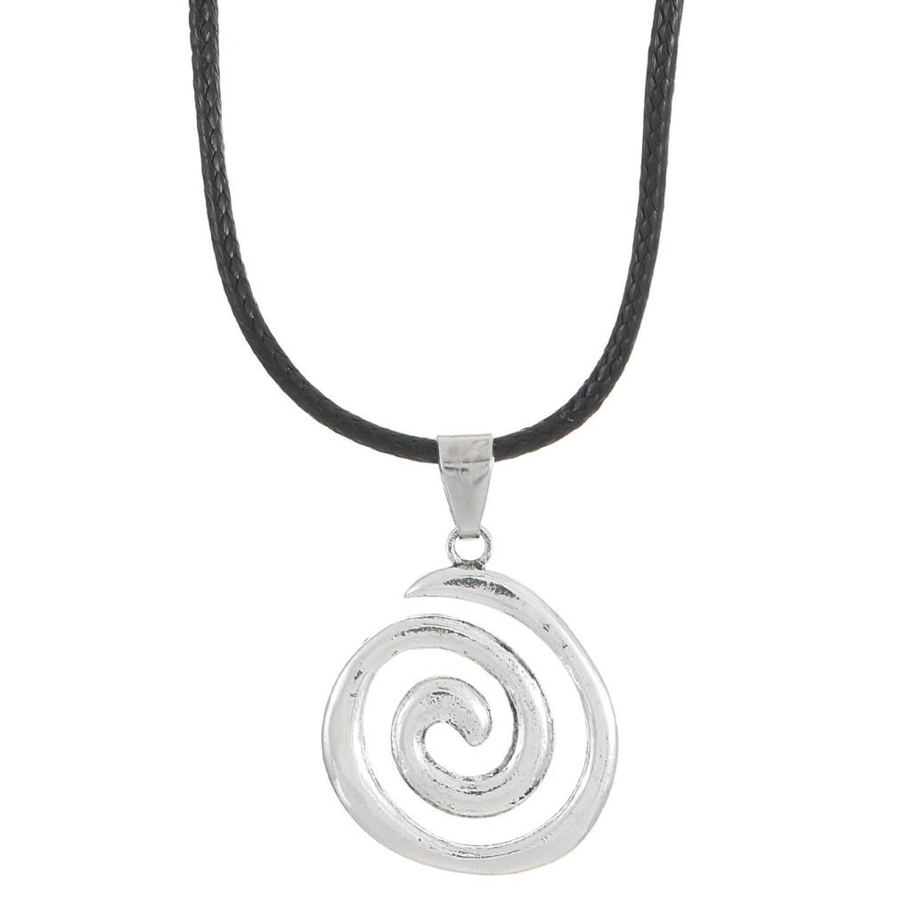 Geometric Pendant Necklace With Vintage Handwoven Leather Cord For Women
