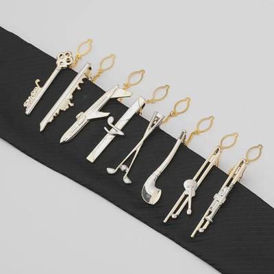 Two-Color Men's Fashion Tie Clip - Airplane & Musical Instrument Design
