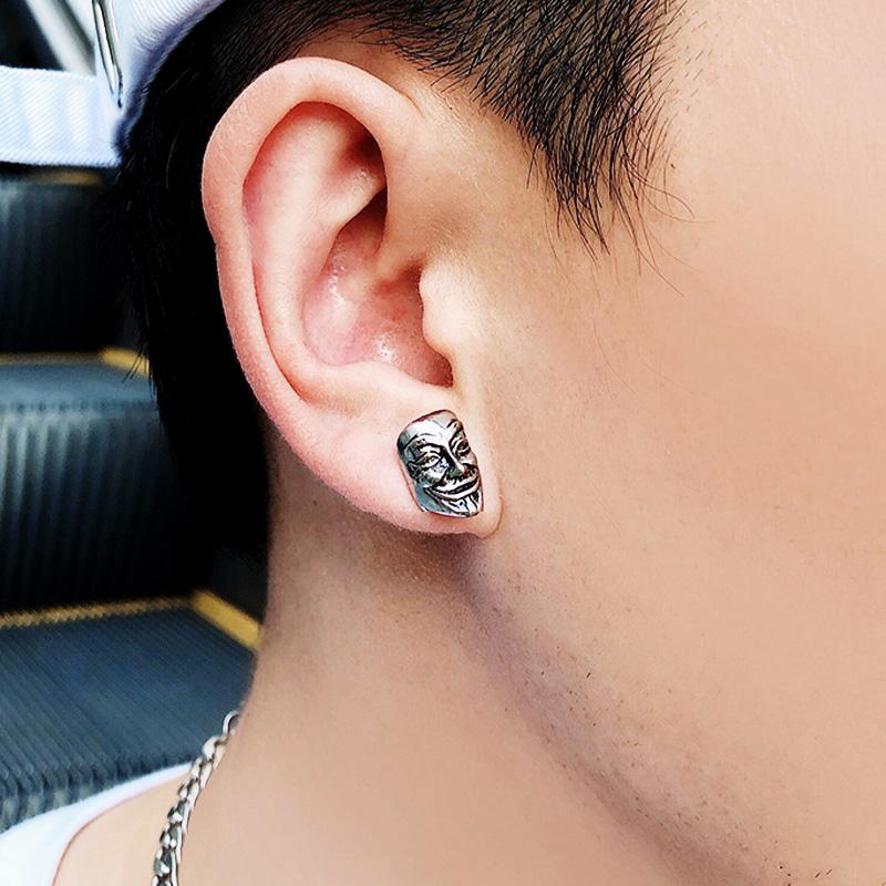 Retro V For Vendetta Anonymous Mask Earings for Men Women Silver Color Punk Gothic Zinc Alloy Earings  Unisex Accessories
