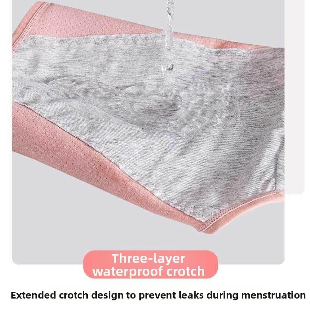 3 Layer Waterproof Menstrual Panties Cotton Women's Underpants Physiological Pants  Four Seasons
