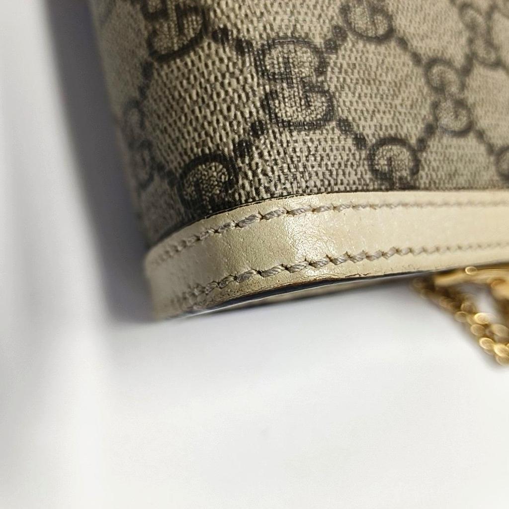 [Pre-Owned] Ophidia Vintage Logo Chain Stripe Web Canvas And Leather Envelope Clutch Bag - Very Good #1QDZBVG