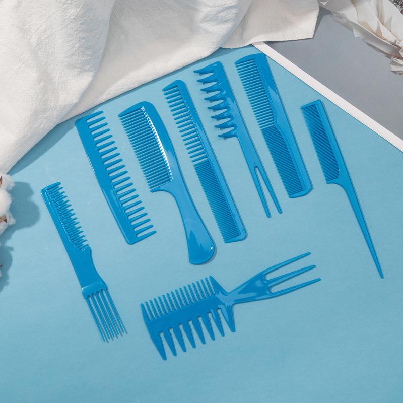 Retro Hairdressing Comb Set: 8-Piece Wide-Tooth & Oil Combs for Home Haircuts