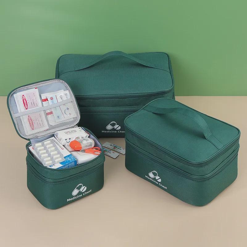 Large Capacity Portable Double-Layer Outdoor First Aid and Medicine Storage Bag