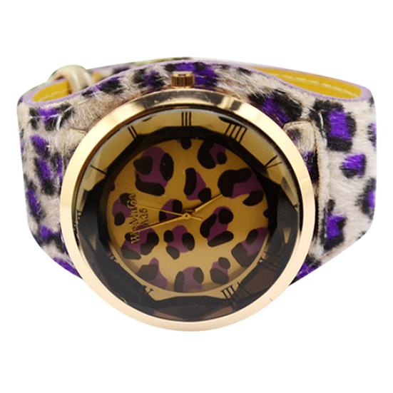 Women's Leopard Faux Leather Strap Charm Roman Numerals Quartz Wrist Watch