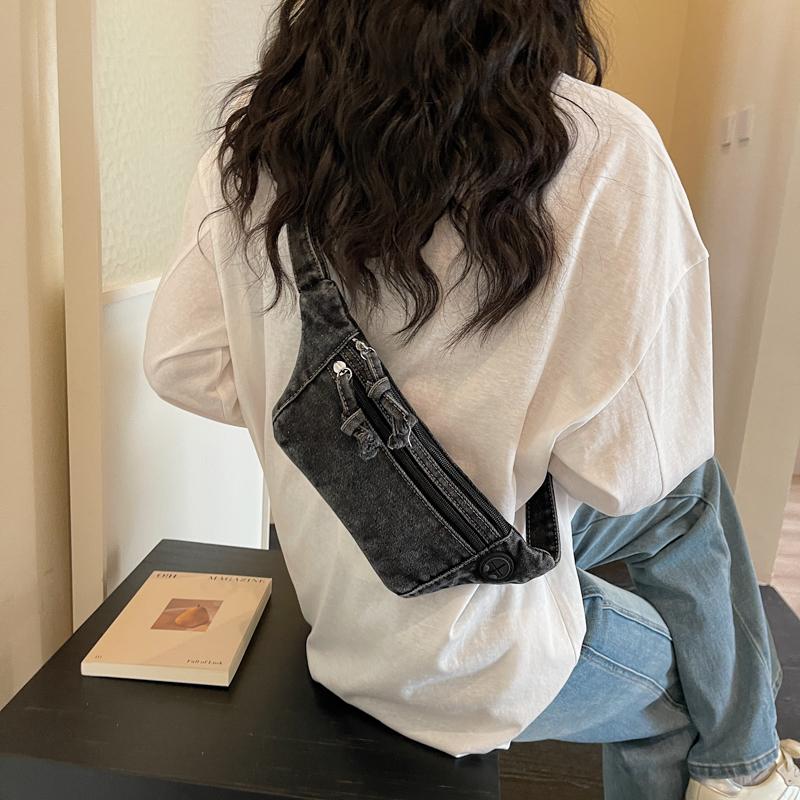 Borsa Mini in Denim Multistrato Retrò Borsa per Cellulare Borsa a Tracolla da Donna