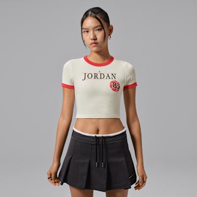Jordan T Shirts Women s Ecru Crew Neck Moderate XS