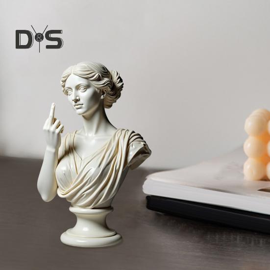 Middle Finger Women Bust Statue Women with Attitude Resin Sculpture Figurine Home Office Bookshelf Desktop Decoration Ornament