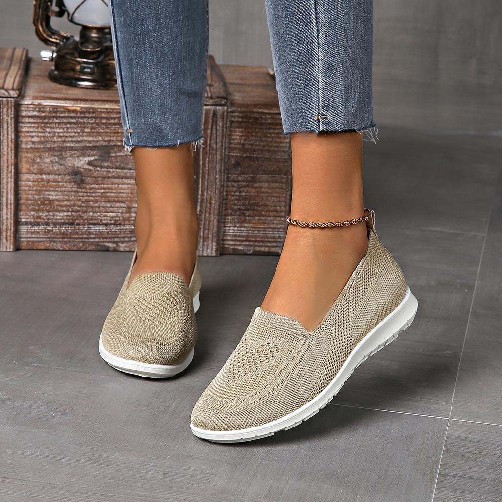 Frühling Sommer Neue Fliegenweberei Slip-On Schuhe Leichte Atmungsaktive Flache Loafer