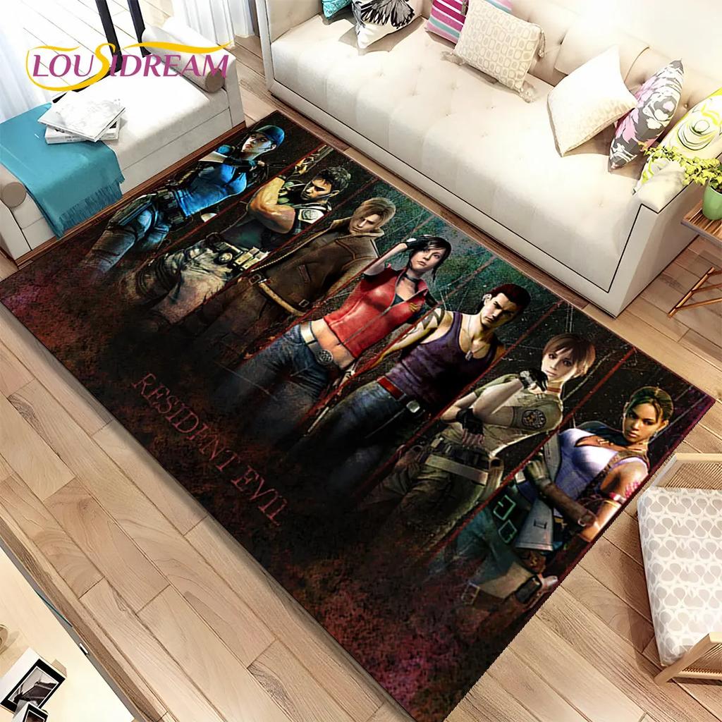 3D R-Resident Evil Games Gamer Area Rug,Carpet Rug for Living Room Bedroom Sofa Doormat Decoration, Kids Play Non-slip Floor Mat