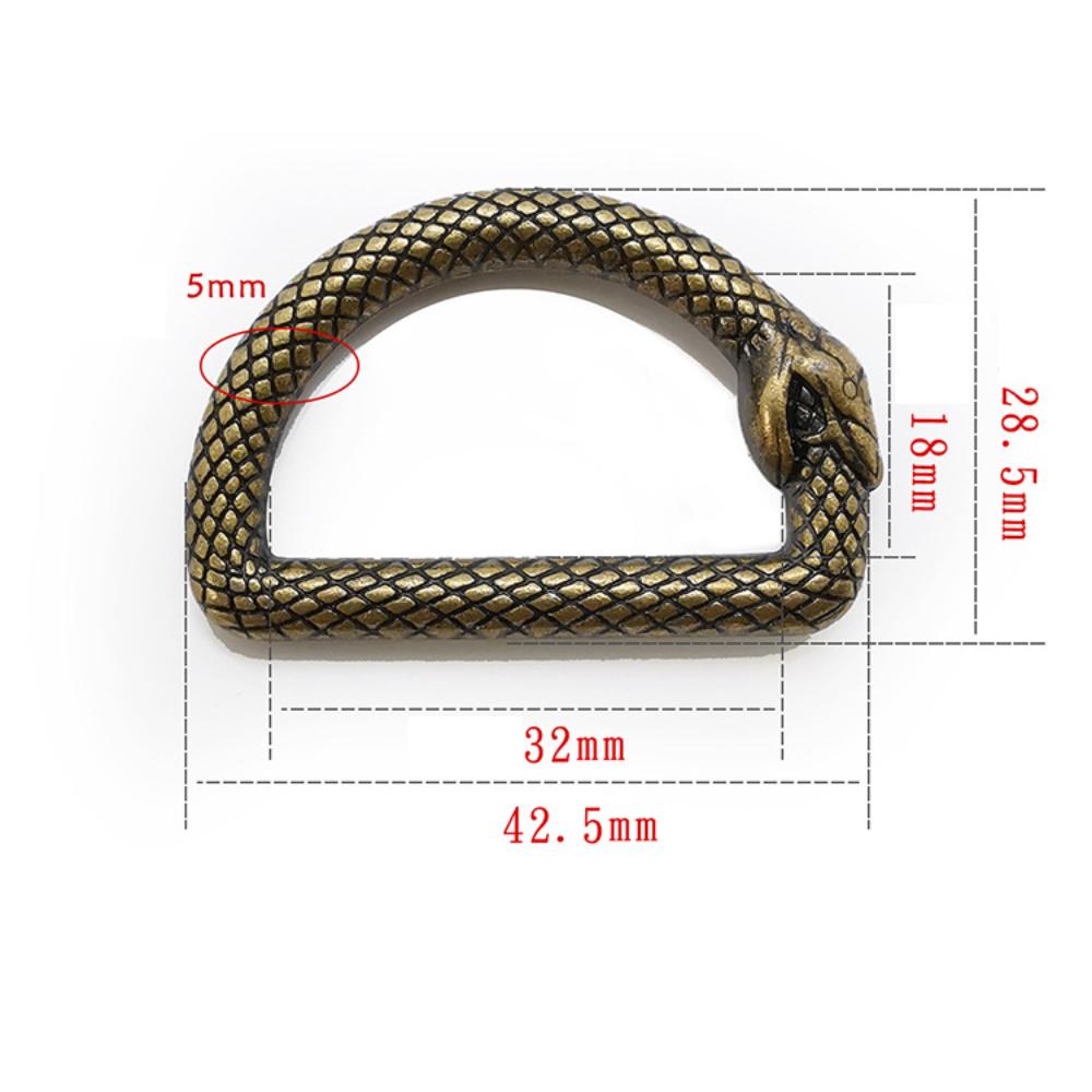 

2PCS Snake Pattern D-Rings - Closed Connector for Belt Bag Straps & DIY Leather Craft антична латунь кольору