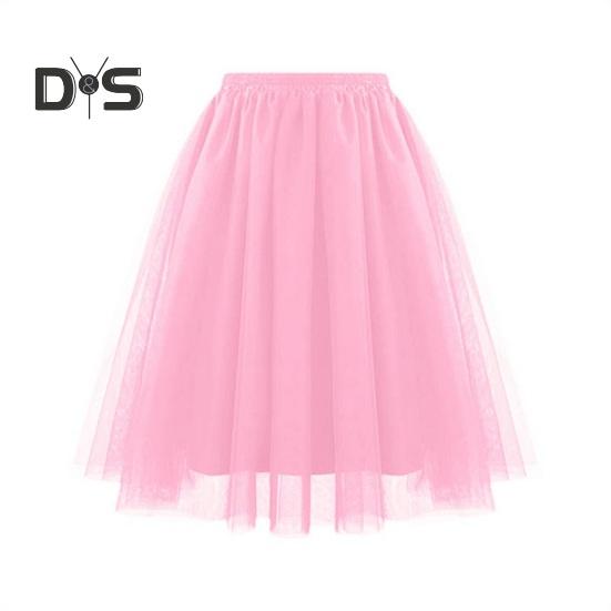Damen Retro Ballettrock Elastischer Hoher Taille 3-Lagen Tüll Petticoat Tanzrock Karneval Cosplay Tutu Rock