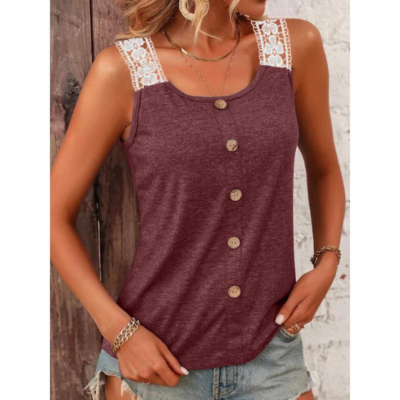 DAFIFY Women's Fashion Summer Casual Sleeveless U-Neck T-shirts and Tops