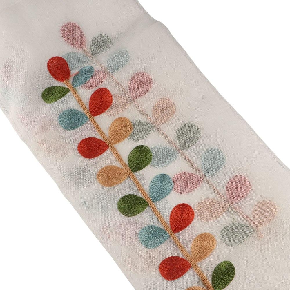 Semi Sheer Voile Drapes Embroidered Leaves Short Curtains Home Decoration Bath Curtain  Cafe