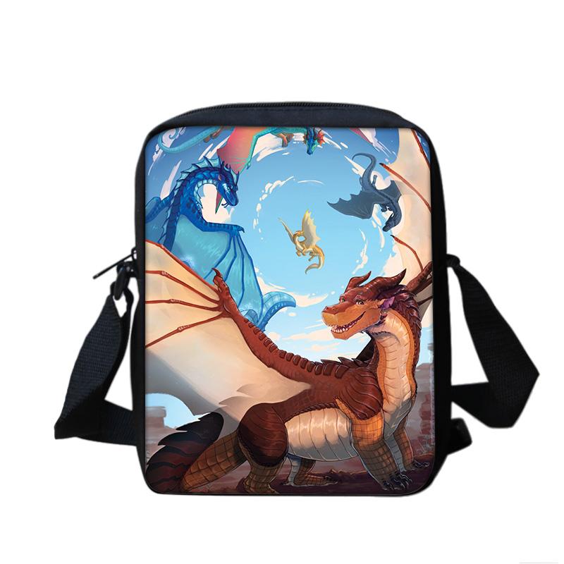 Fancy Style Studio Wings of Fire schoudertas is draagbaar, compact, met grote inhoud, cartoonprint en veelzijdig voor jongens en meisjes op de basisschool gray