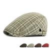 Summer Breathable Plaid Forward Cap British Vintage Cap Adjustable Unisex Beret