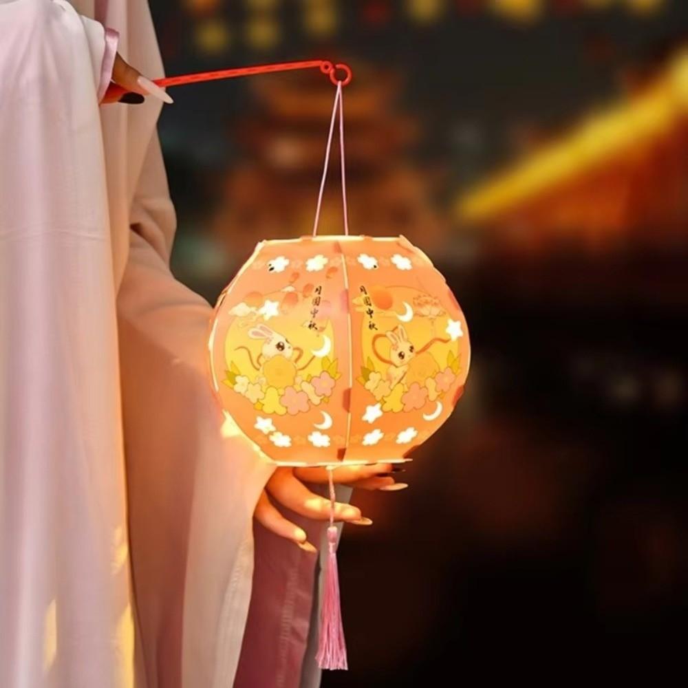 DIY Material Package Mid-Autumn Festival Lantern PVC Material Luminous Design Handmade Lantern Handheld Size Blessing Words