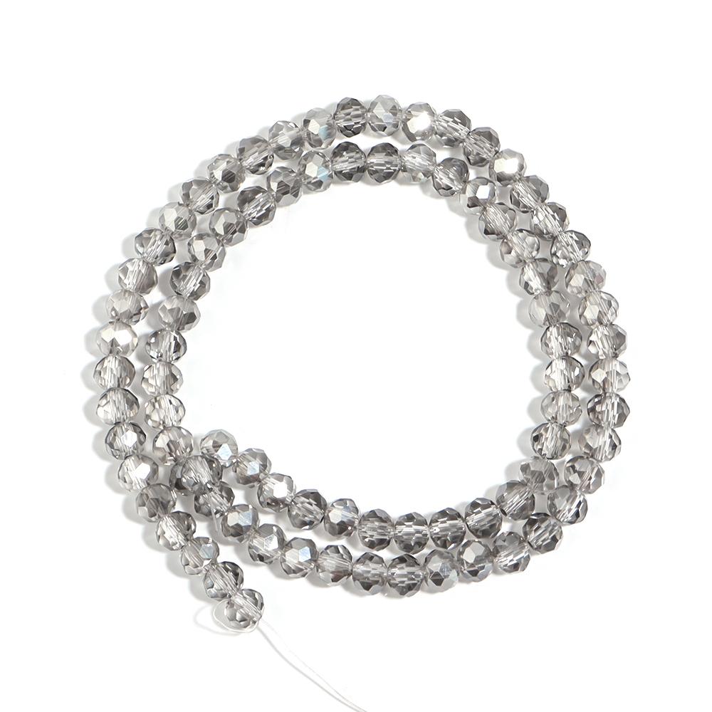 3/4/6/8/10mm Transparent Gray Faceted Crystal Beads Rondelle Glass Loose Spacer Bead For Jewelry Making DIY Bracelet Accessories