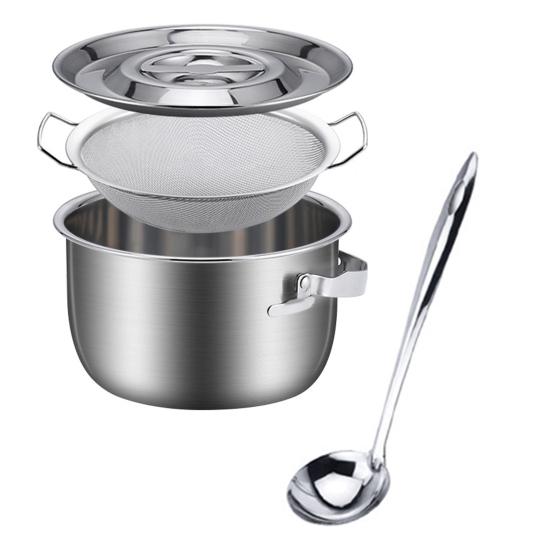 Bacon Grease Container with Strainer Stainless Steel Oil Storage with Lid And Handle High Temperature Oil Container Kitchen Grease Keeper