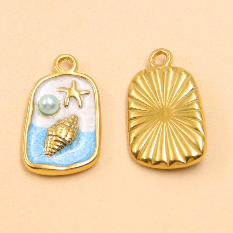 7 Styles Stainless Steel Ocean Series Seashell & Starfish Pendants for DIY Jewelry