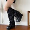 Soft Faux Furs Leg Sleeves Winter Leg Warmers Elastic Thermal Protective Boot Covers Footless Socks For Women Hosiery