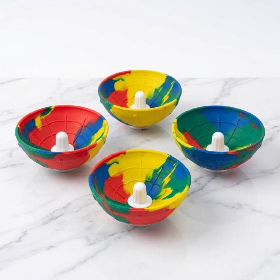 Stress Relief Bounce Bowl Toy Rubber Bouncing Bowl Fidget Toy Anti-anxiety Colorful Jumping Bowl Toy Party Favors