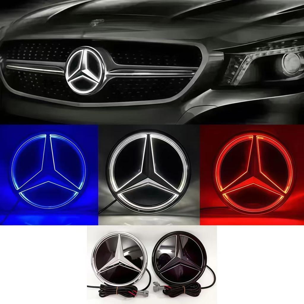 FA03Car Front Grille Logo Light Mirror LED Badge Badge Luminous Decorative Light for Mercedes Benz W213 E-Class Key Ring