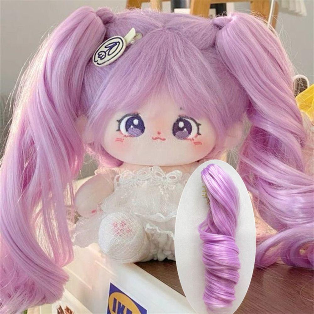 1 Stück Klemme für lange lockige Haarzöpfe für 20cm Baumwollpuppen-Perücke Rosa Lila Idol Star Puppe Greifklemme Perücke