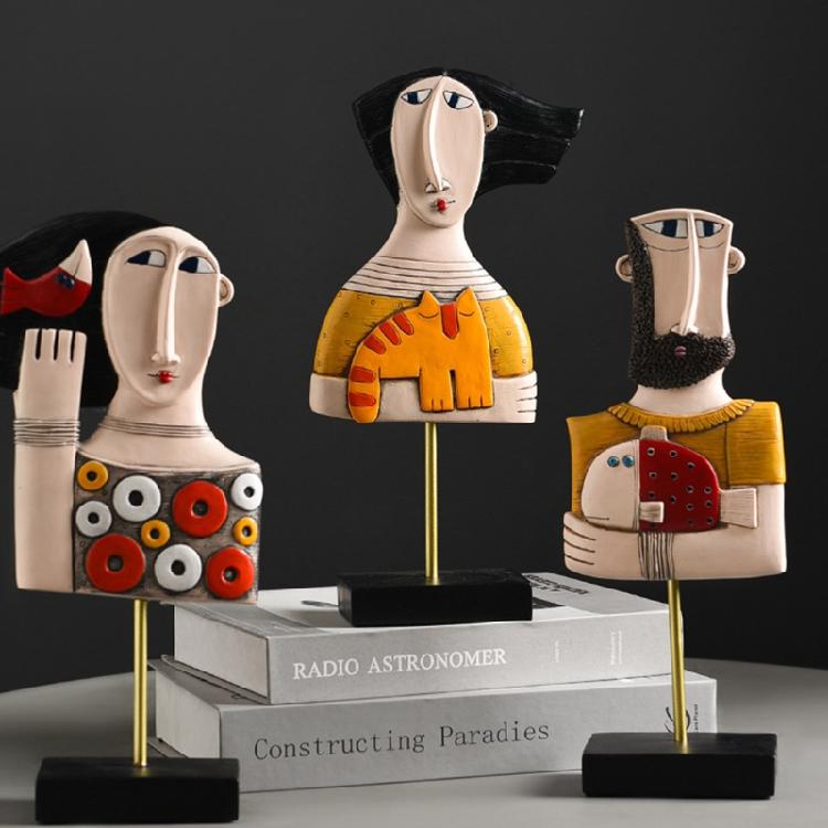 Face Art Statue Sculpture Resin Handmade Carving Figurine Study Studio Room
