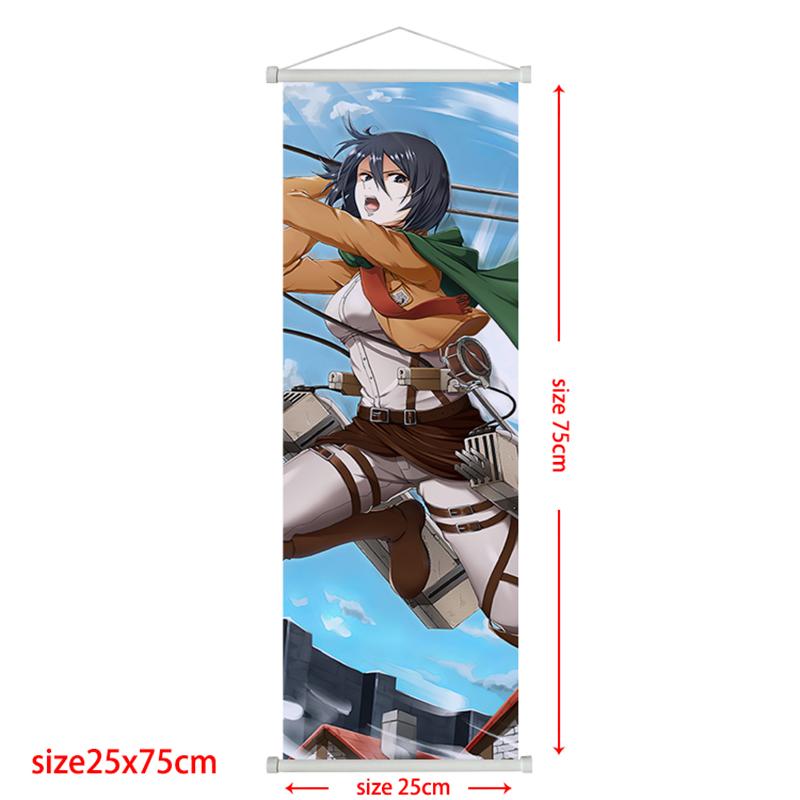 Anime Attack On Titan Levi Scroll Poster Eren Ackerman HD Art Sticky Wall Waterproof Home Living Room Bedroom Bar Aesthetic Decoration