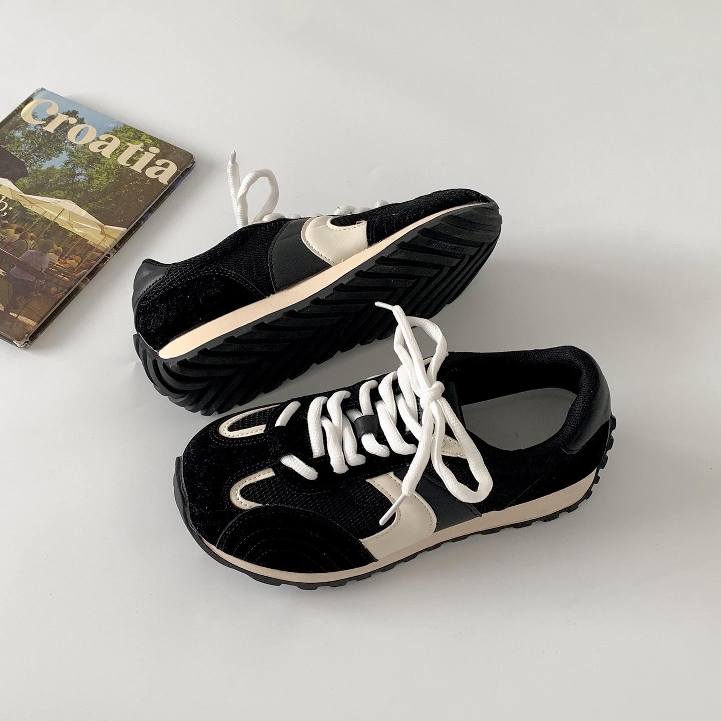 

Retro classic thick-soled heightening breathable German training shoes women s 2025 new summer casual versatile Forrest Gump sports shoes 35 чёрный