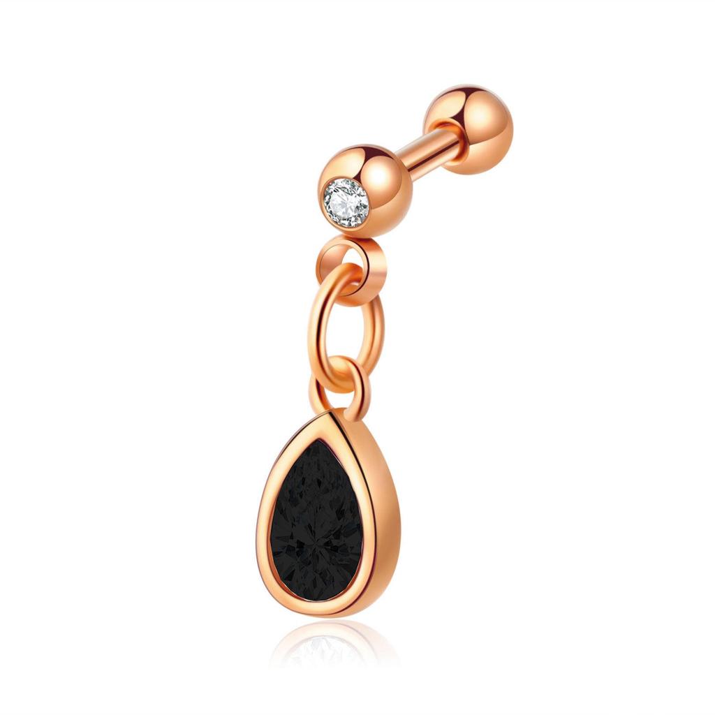 Zircon Stainless Steel Cartilage Stud Earrings - European & American Style