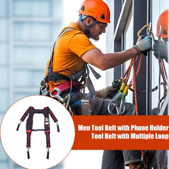 Work Tool Belt Suspenders for Construction Electrician Tool Belt with Adjustable Straps with Detachable Phone Pencil Holder Reduce Stress