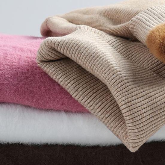 Knitting Tops Women Long Sleeve Turtleneck Sweater Solid Color Thickened Fleece Lined Autumn Winter Knitwear