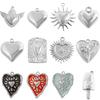 5pcs Steel Color Vintage Wings Sun Enamel Heart Charm Stainless Steel Pendants For Jewelry Making Supplies Handmade Bag Keychain