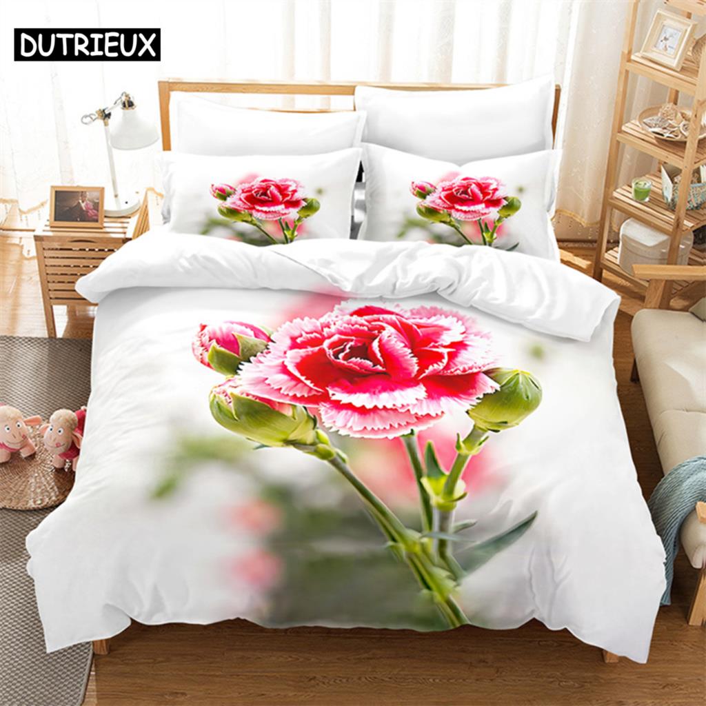 Comforter Pink Rose Queen Bedding Set Lovers Kids Bedding Digital Printing King Size Bedding Set