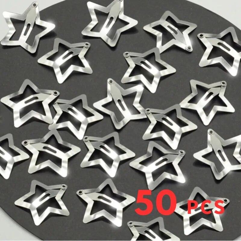 

2/200шт Заколки для волосся зі срібною зіркою для дівчинки Y2k Філігранна металева застібка зі зіркою Шпильки Шпильки Прикраси для волосся Без нікелю Без свинцю 50pcs