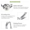 WOSTU Real 925 Sterling Silver Black White Pearl Chain Opening Rings For Women Flower Tears Link Ring Wedding Party Jewelry Gift