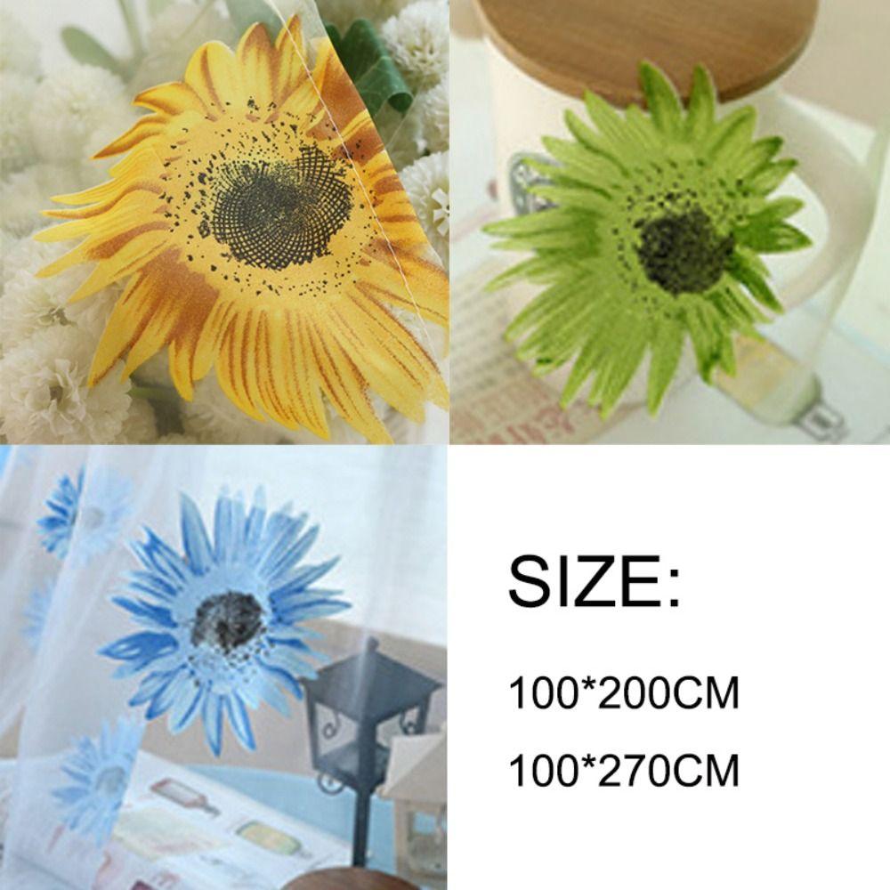 Gauze Sun Flower Tulle Curtains Romantic Window Drapes Modern Sheer Curtain Living Room