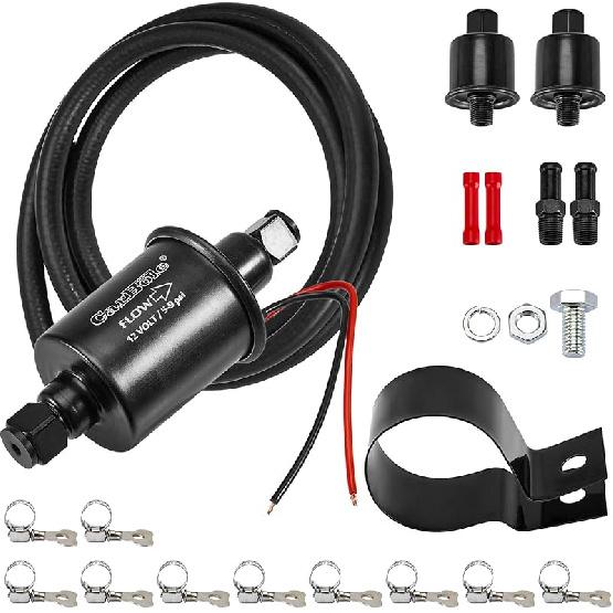 CarBole Universal Micro Electric Fuel Pump Inline Low Pressure Pump E8012S 12V, 5-9 PSI,30 GPH,5/16 Inch
