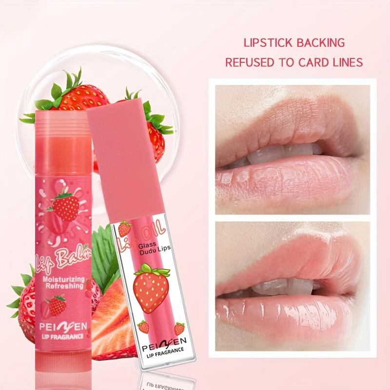 2Pcs/set Day Night Set Moisturizing Lip Balm Lip Gloss Hydrating Moisturizing Anti-Dry Anti Crack Lip Skin Care