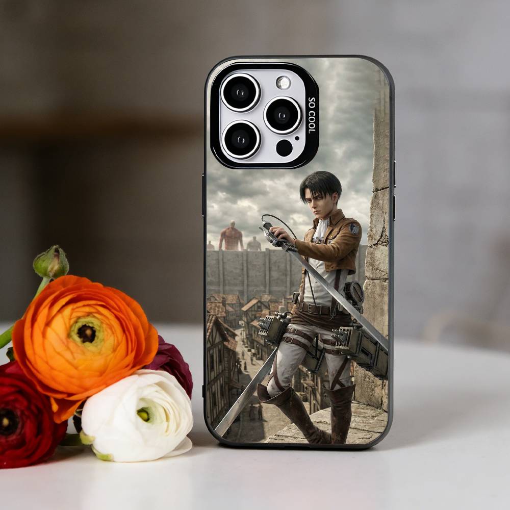 Anime A-Attack On Titan L-Levi Ackerman Phone Case For iPhone 17,16,15,14,13,12,11 Plus,Pro Max,XS,Colorful Silver Black Cover