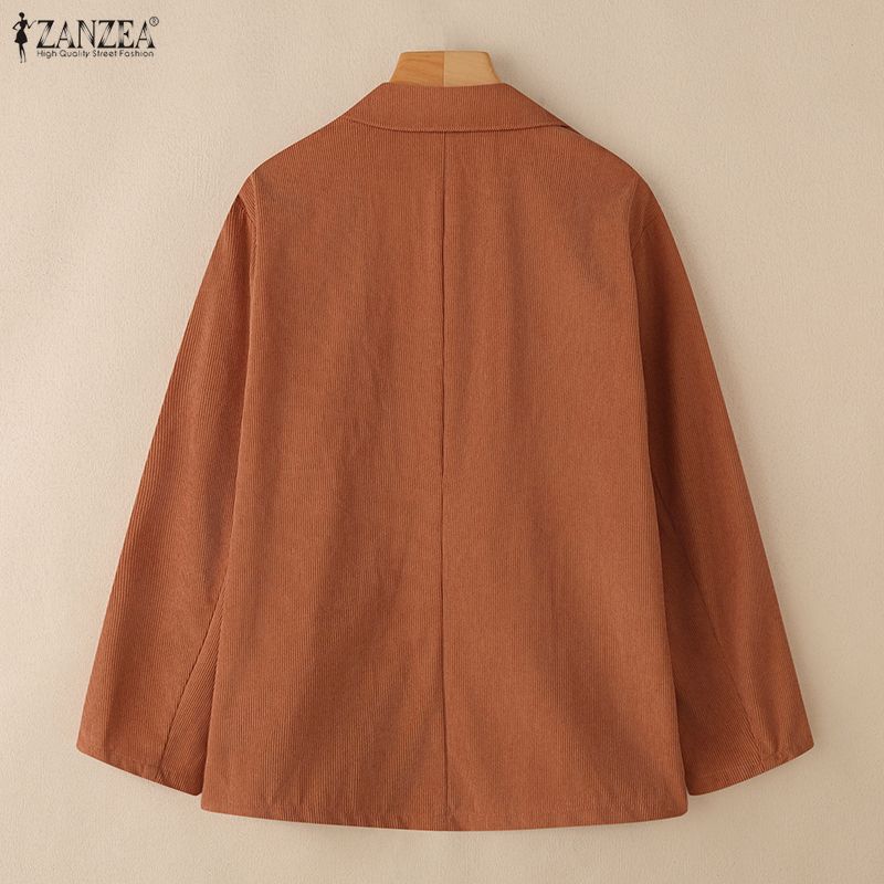 ZANZEA Women Casual Turn Down Collar Long Sleeve Thin Cardigan Tops