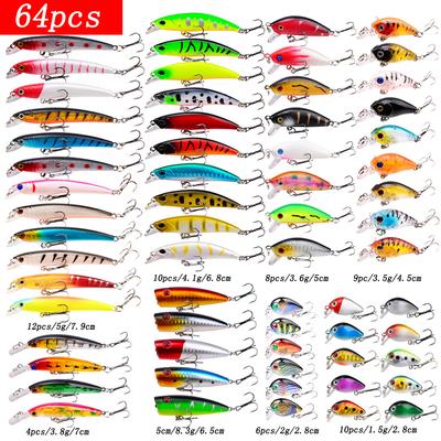 10/17/30/40/64PCS Saltwater Fishing Lure, Saltwater 3D Minnow, Fishing Lure, Swimming Bait Wobbler